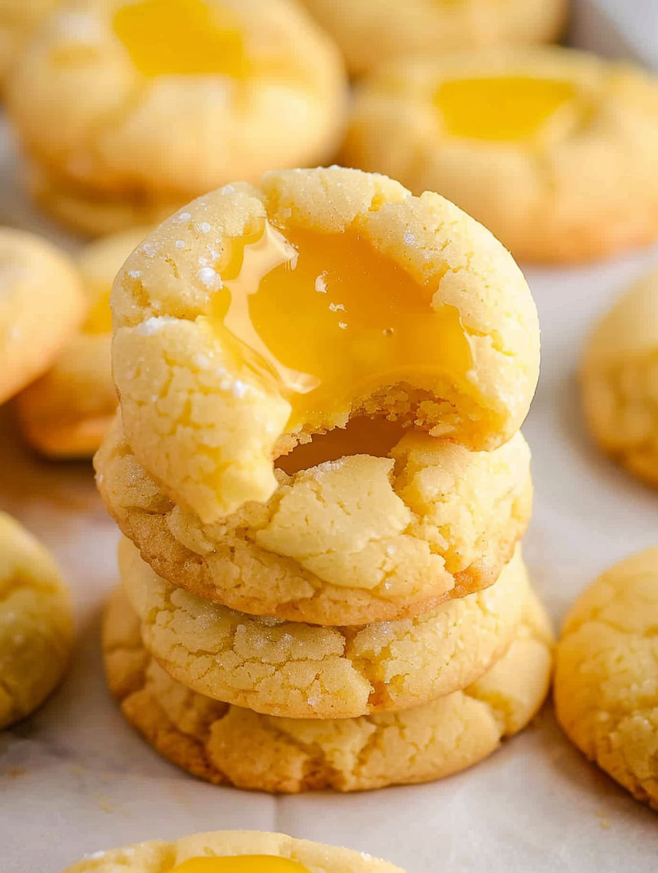 A stack of lemon curd cookies.