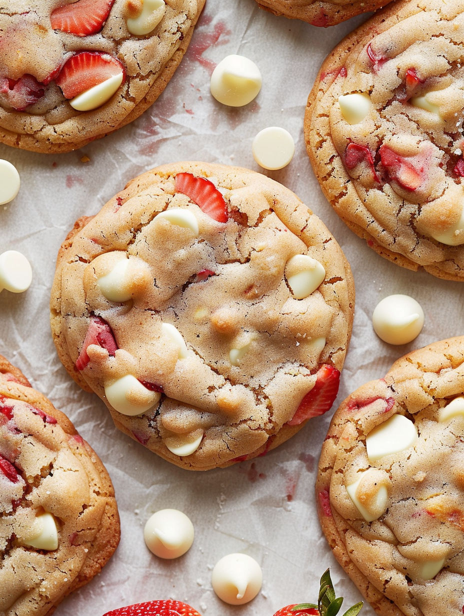 A close up of a strawberry and cream cookie.