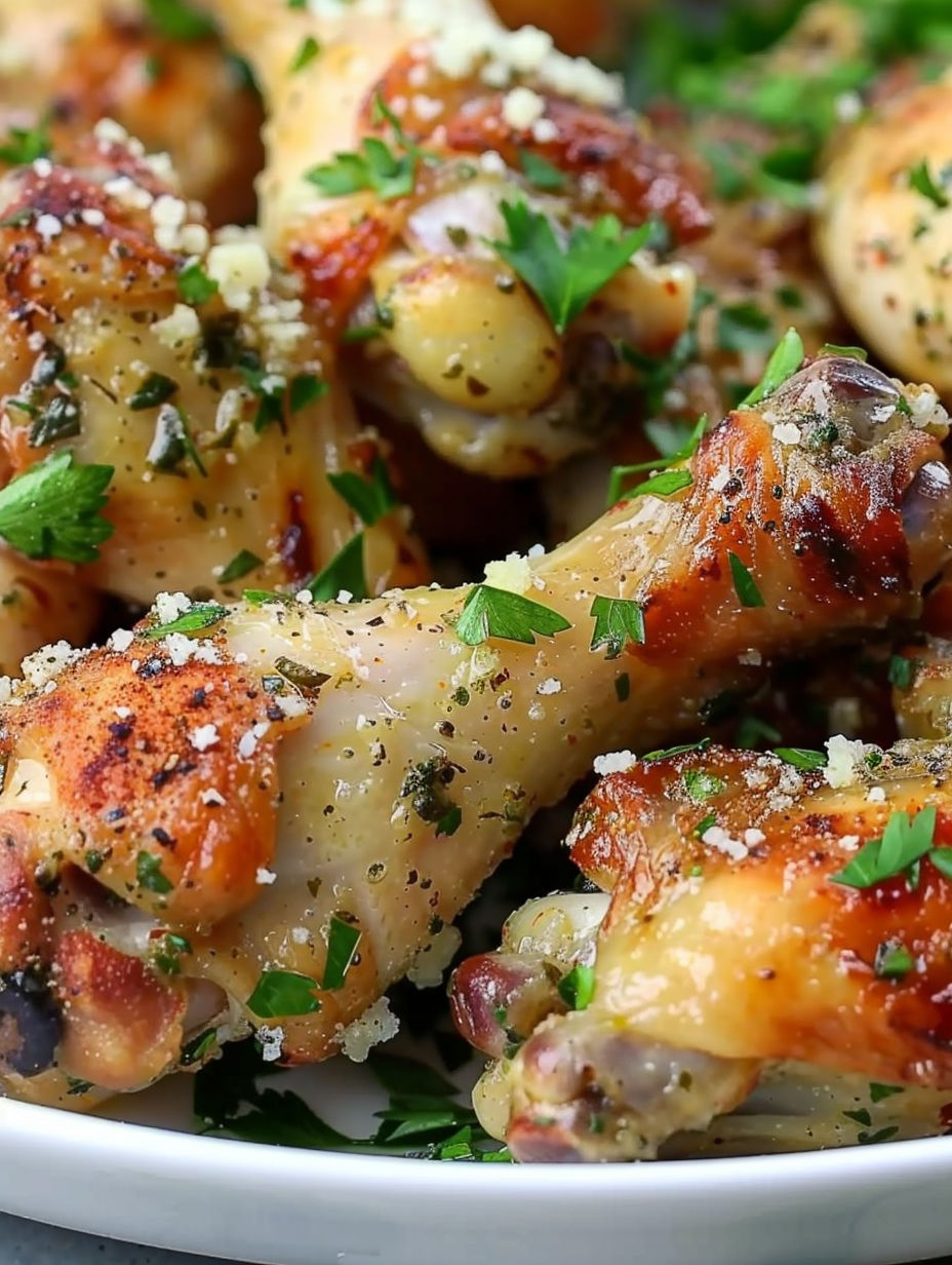 Chicken wings with garlic and Parmesan cheese.