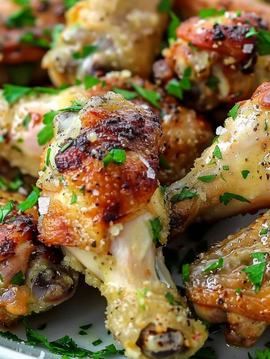 A plate of chicken wings with garlic and parmesan.