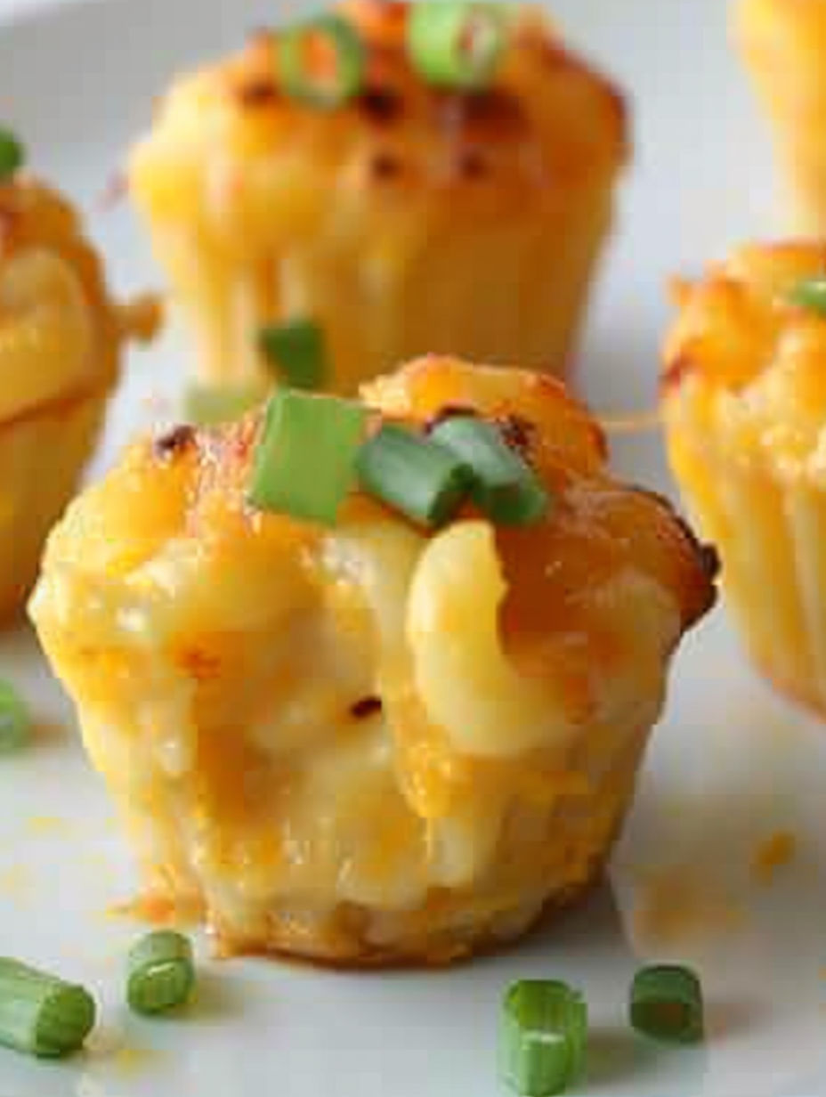 Mac N Cheese Bites on a white plate.