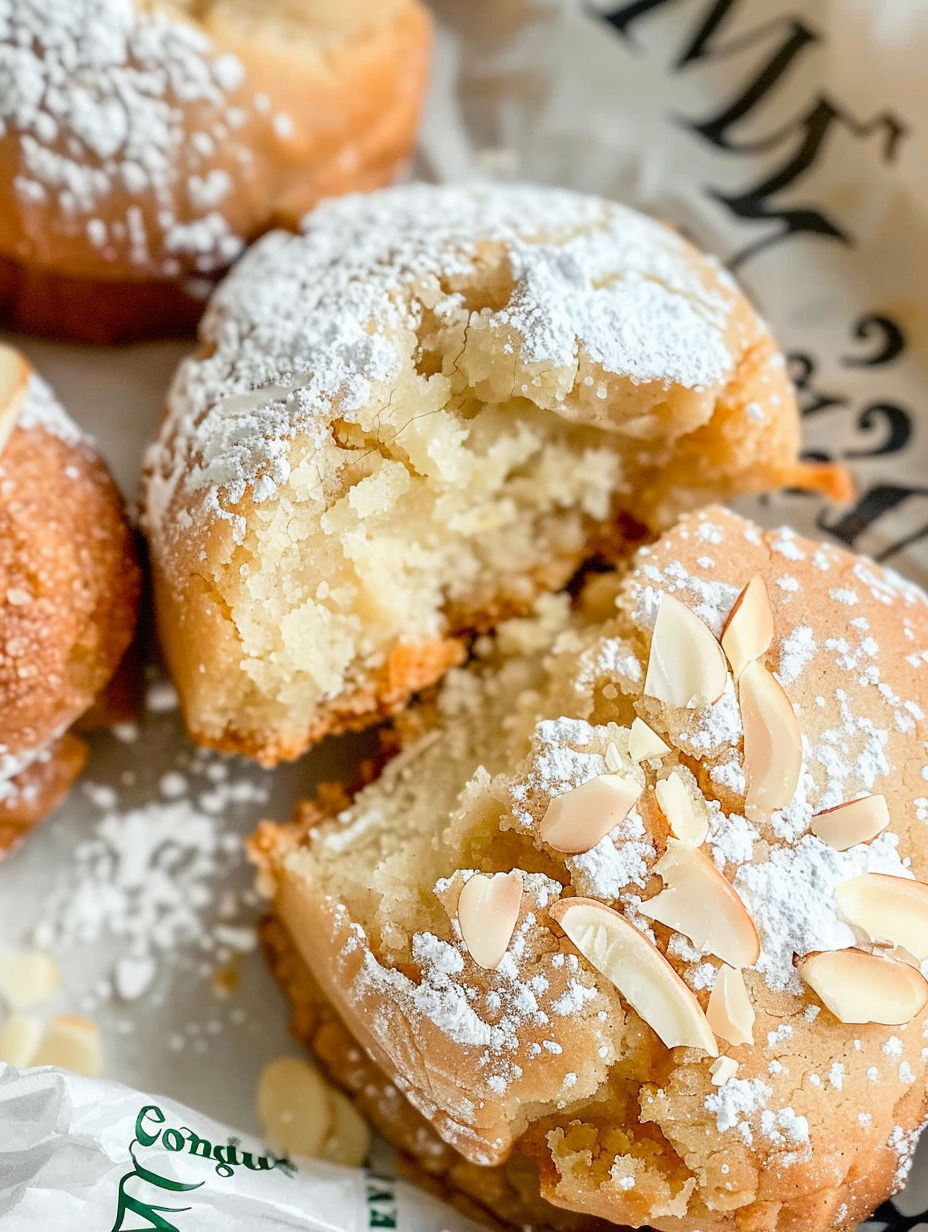 A close up of a pastry with almonds on top.