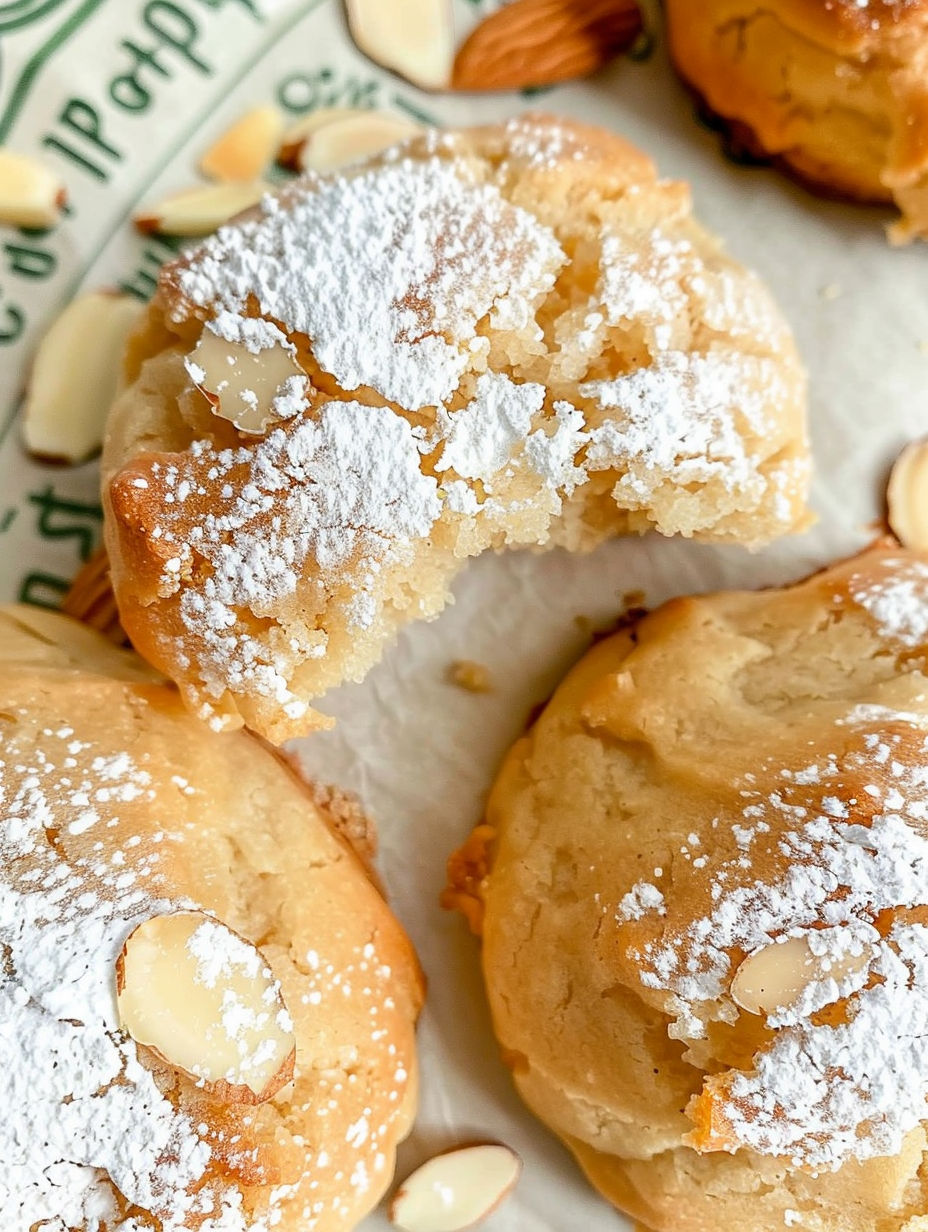 A plate of cookies with white powder on top.