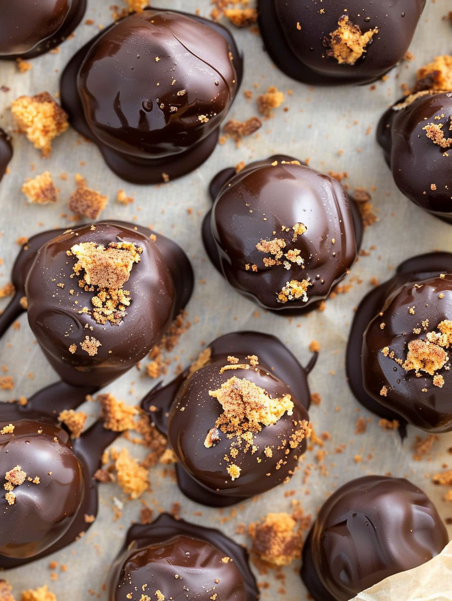 A plate of chocolate truffles with toasted nuts.