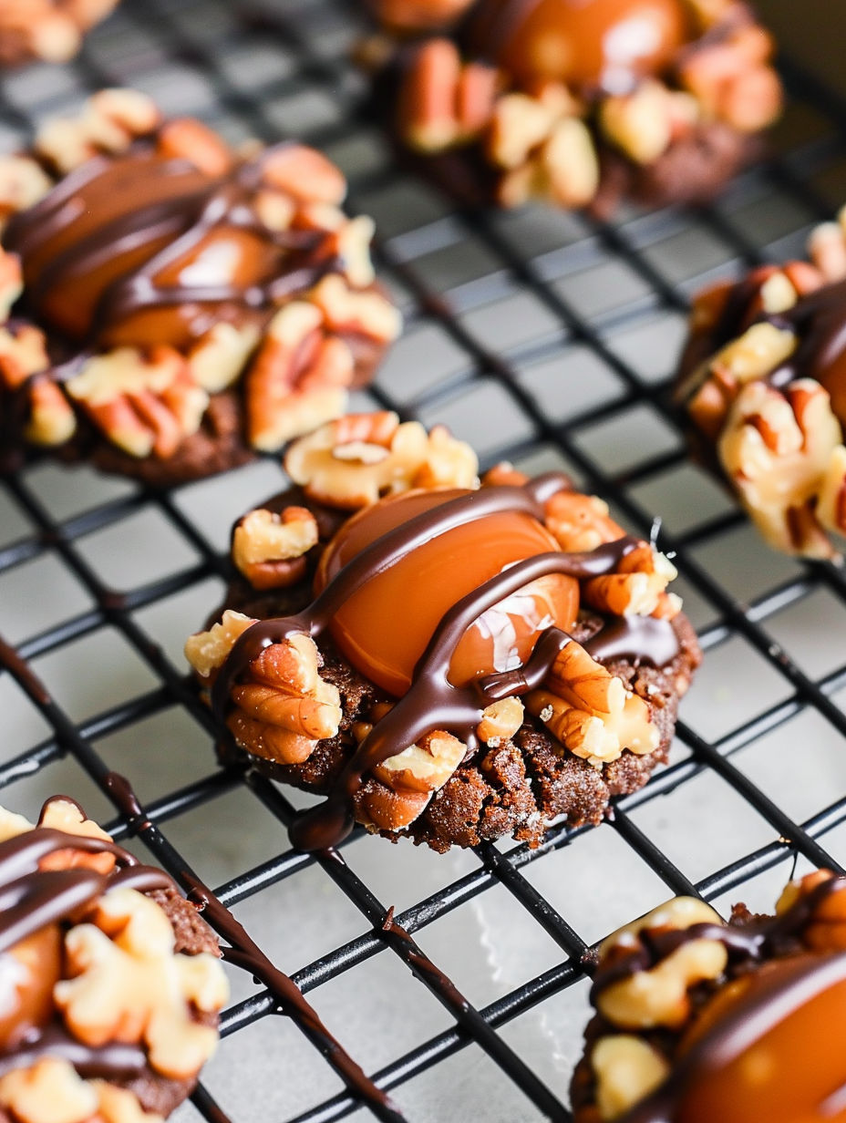 A close up of a chocolate covered nut.