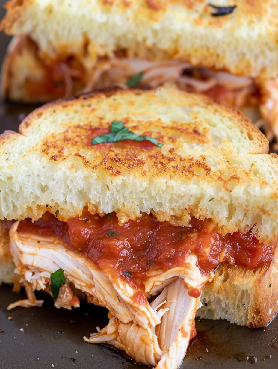 A Shredded Chicken Parmesan Sandwich.