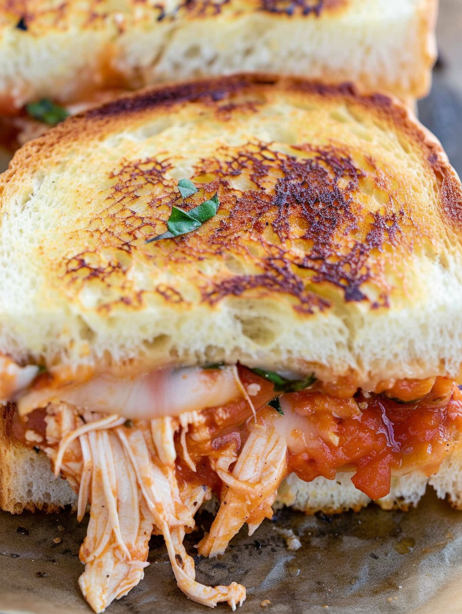 A Shredded Chicken Parmesan Sandwich.