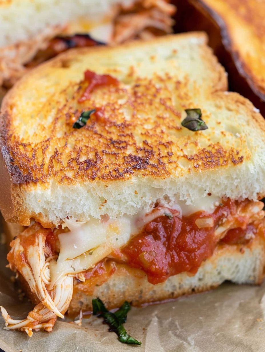 A Shredded Chicken Parmesan Sandwich.