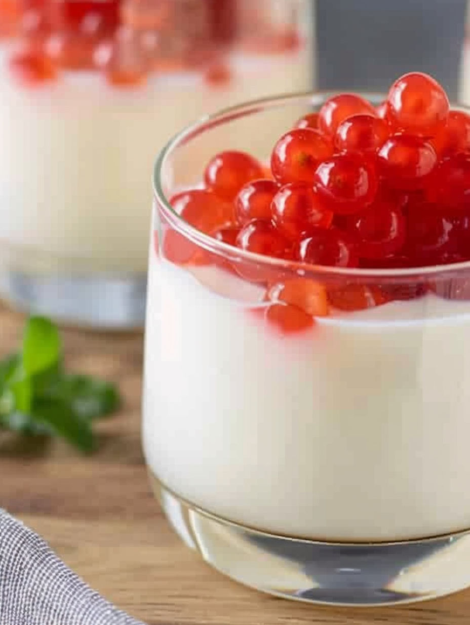 A glass of cream cheese panna cotta.