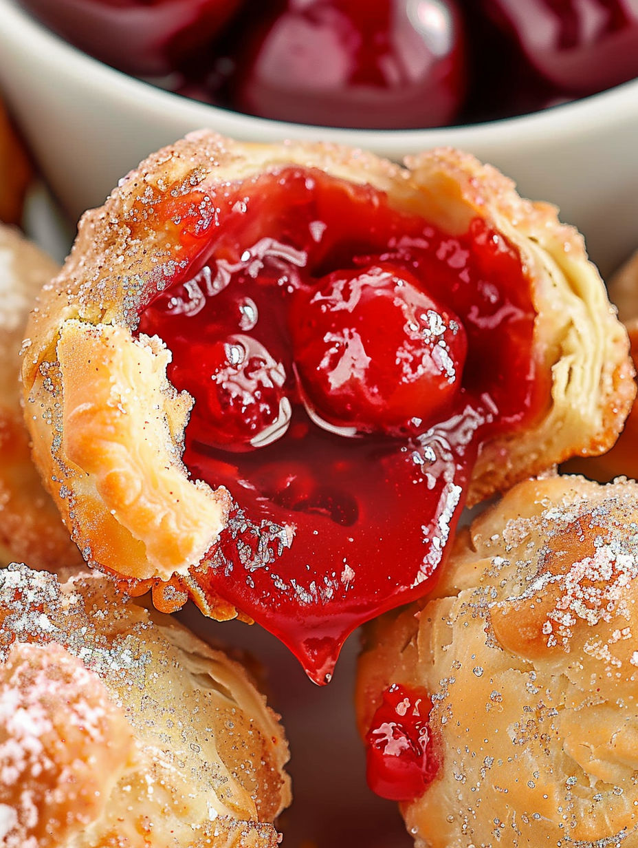 A cherry pie bomb with a bite taken out of it.