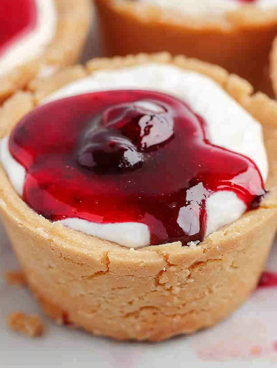 A cherry cheesecake cup with a cherry on top.