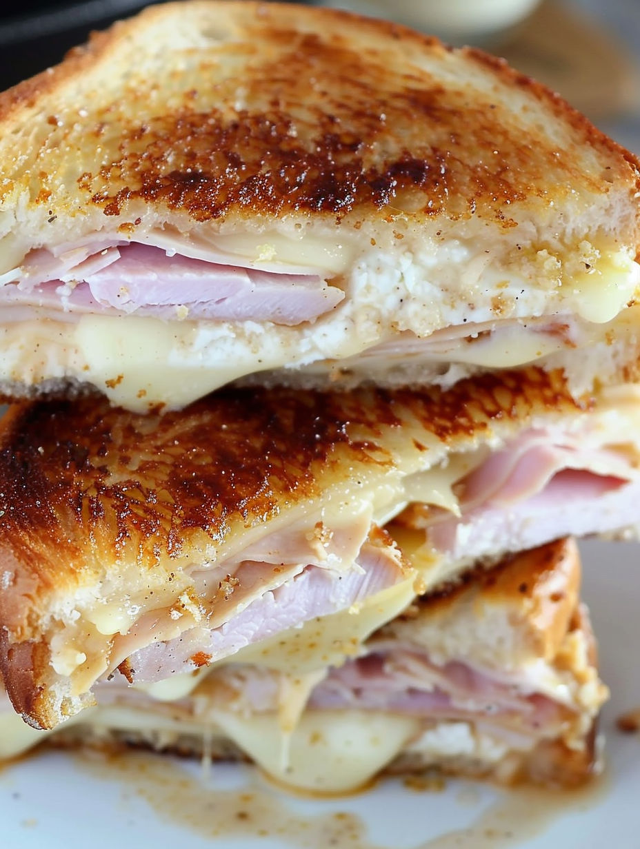 A grilled cheese sandwich with chicken cordon bleu.