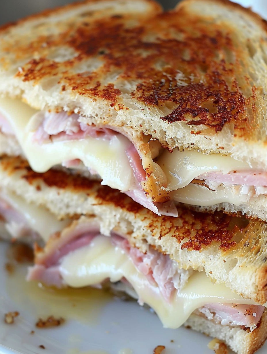 A grilled cheese sandwich with chicken cordon bleu.