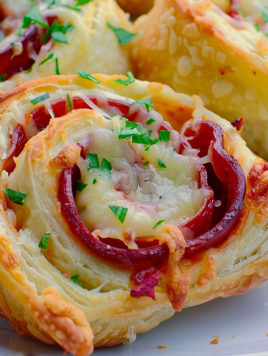 A pastry with cheese and herbs.