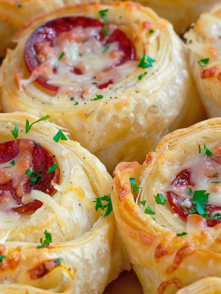 A pastry with meat and cheese inside.