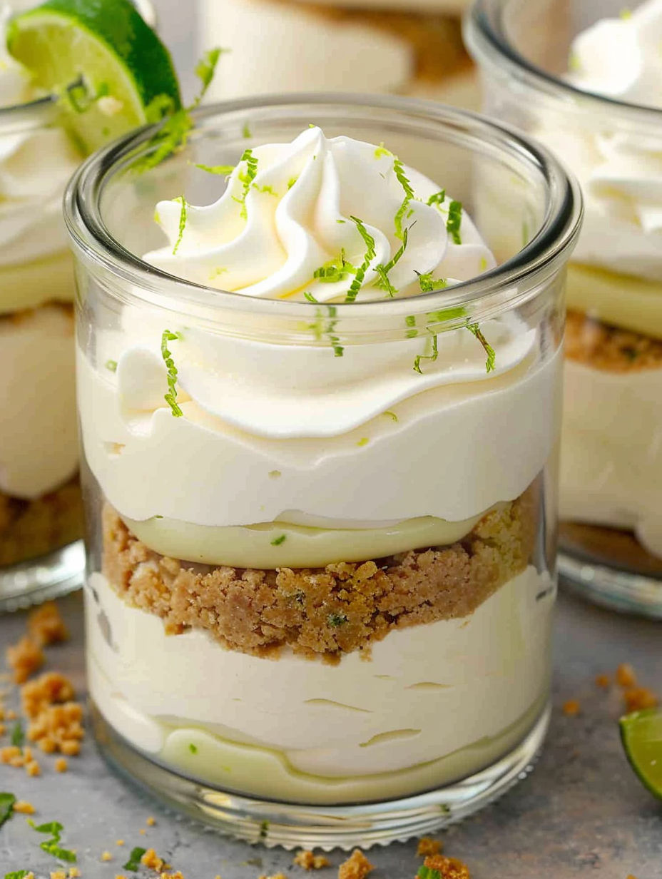 A glass of key lime cheesecake parfait.
