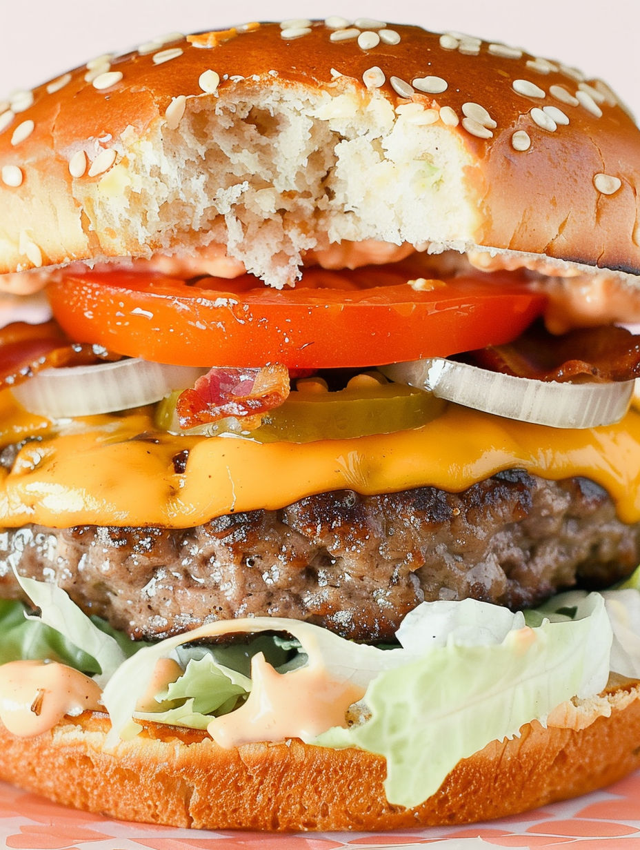 A close up of a jalapeño and cheddar stuffed bacon cheeseburger.