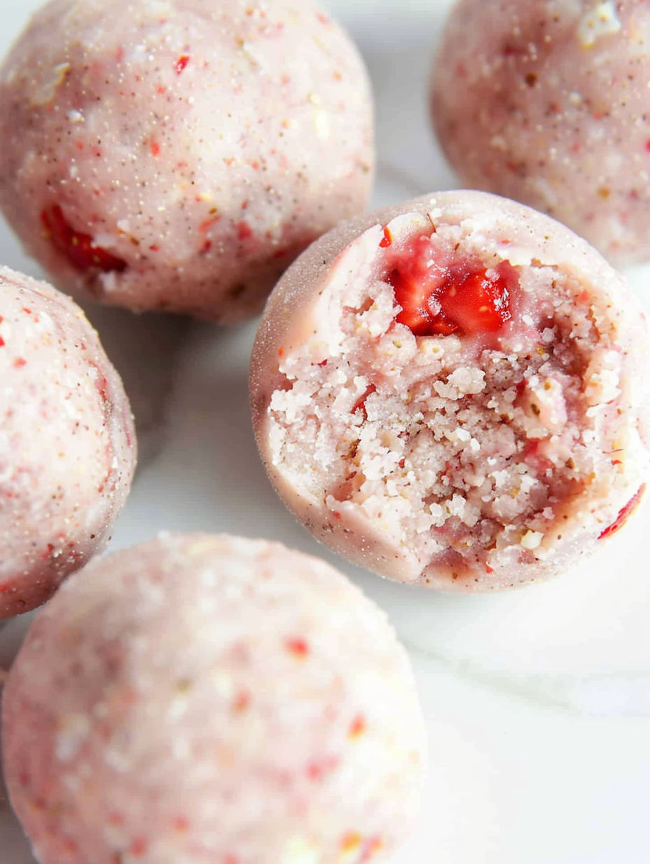 Three balls of strawberry protein.