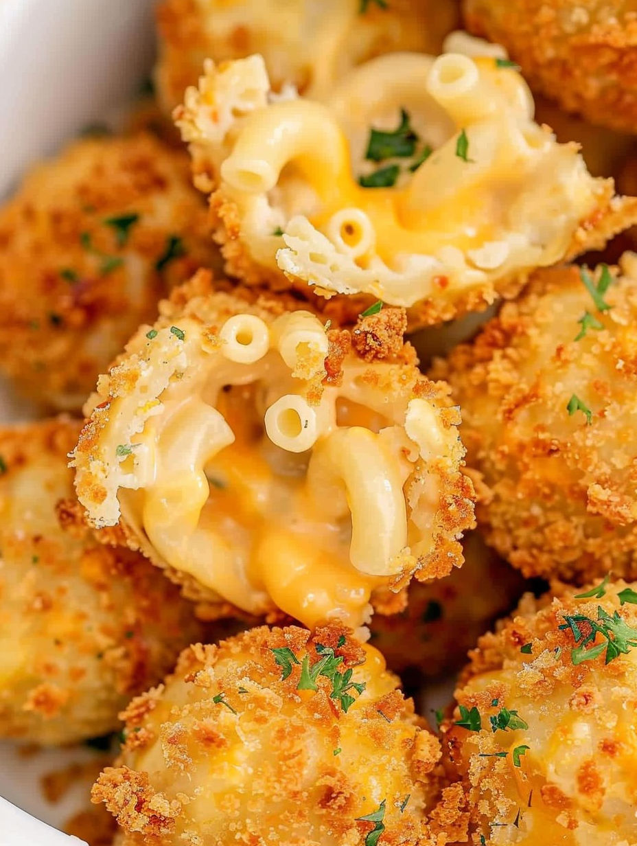 Mac and cheese balls on a plate.