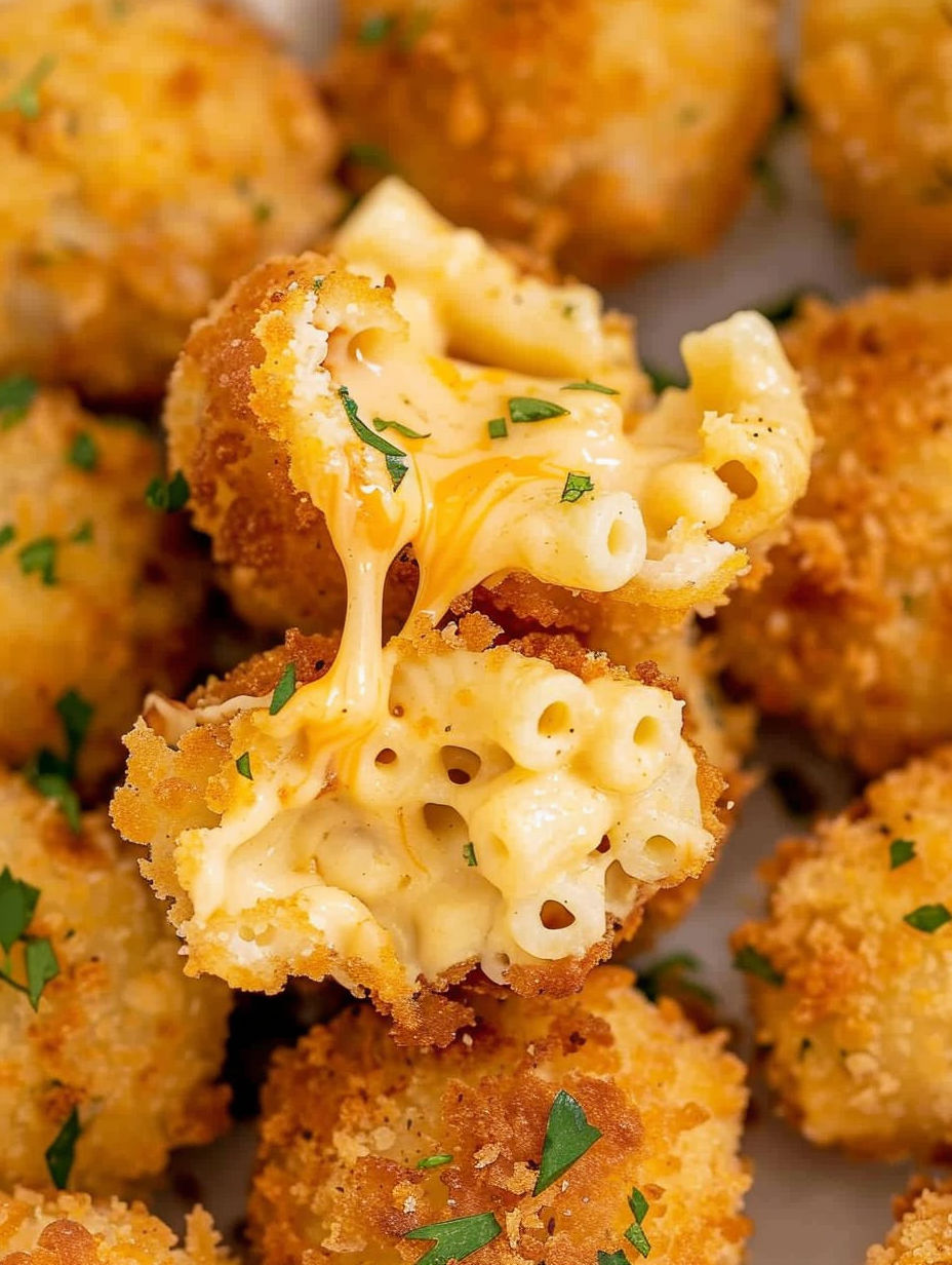 Mac and cheese balls on a plate.