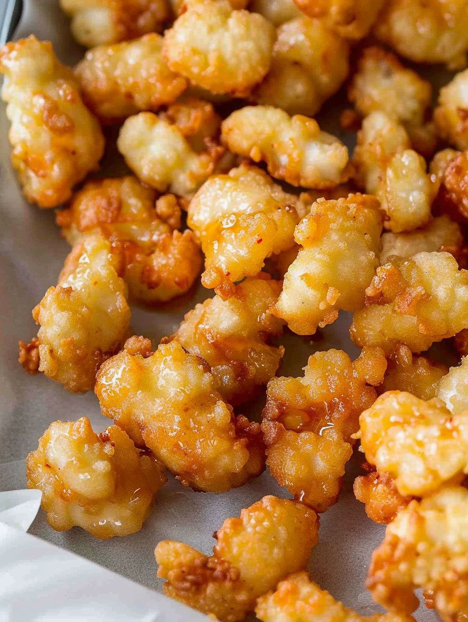 Fried cheese curds on a paper towel.