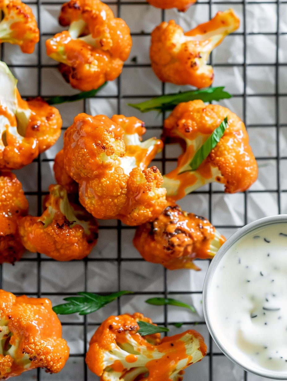 A plate of buffalo cauliflower wings.