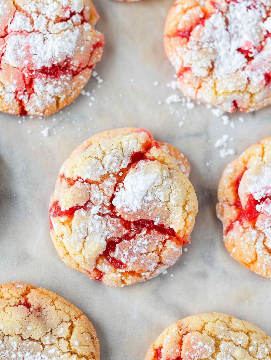 A cookie with white powder on top.