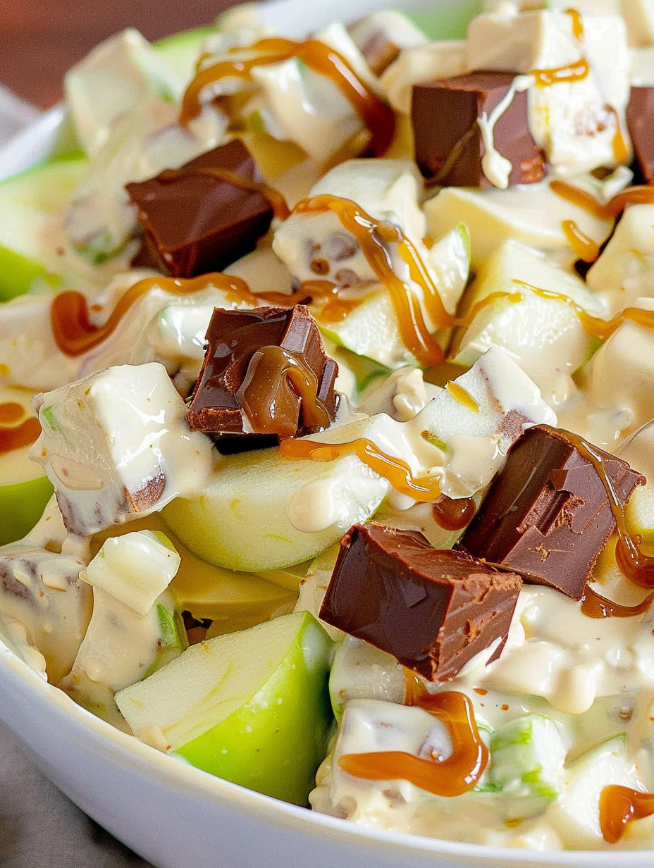 A bowl of food with chocolate and caramel drizzled on top.