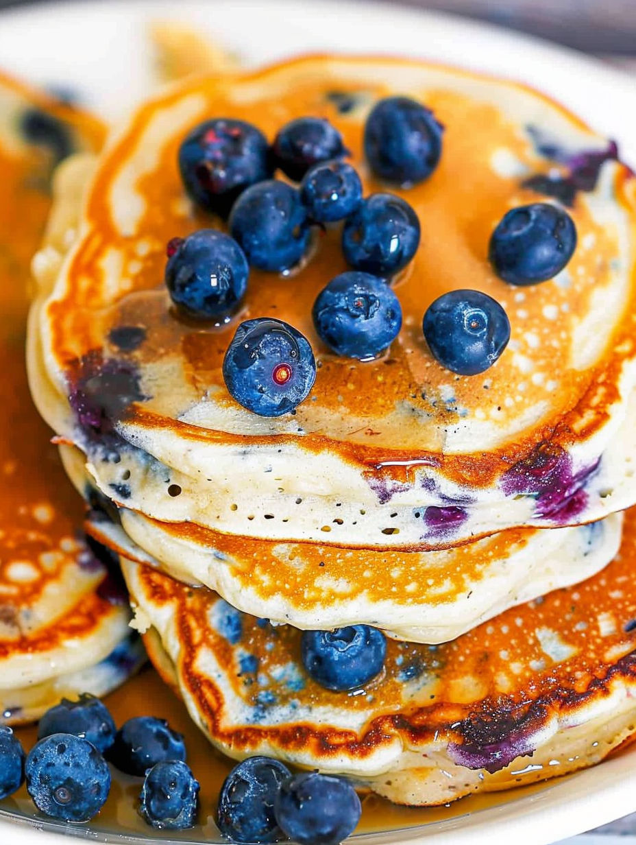 Fluffy Greek Yogurt Blueberry Pancakes.