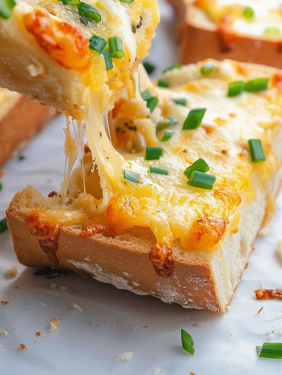 A slice of cheesy garlic bread.