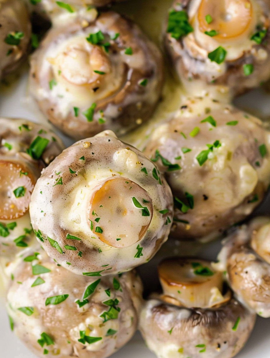 Garlic Parmesan Mushrooms on a plate.