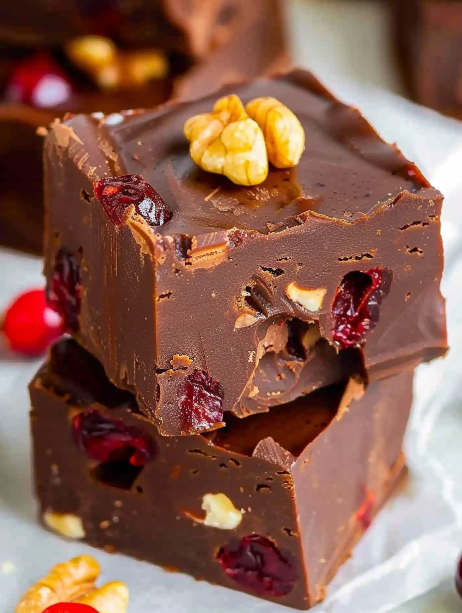 A square of chocolate with nuts and fruit.