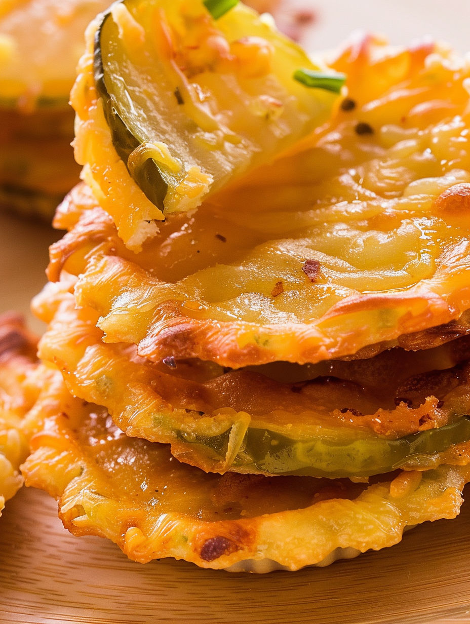 A stack of pizza with cheese and peppers.