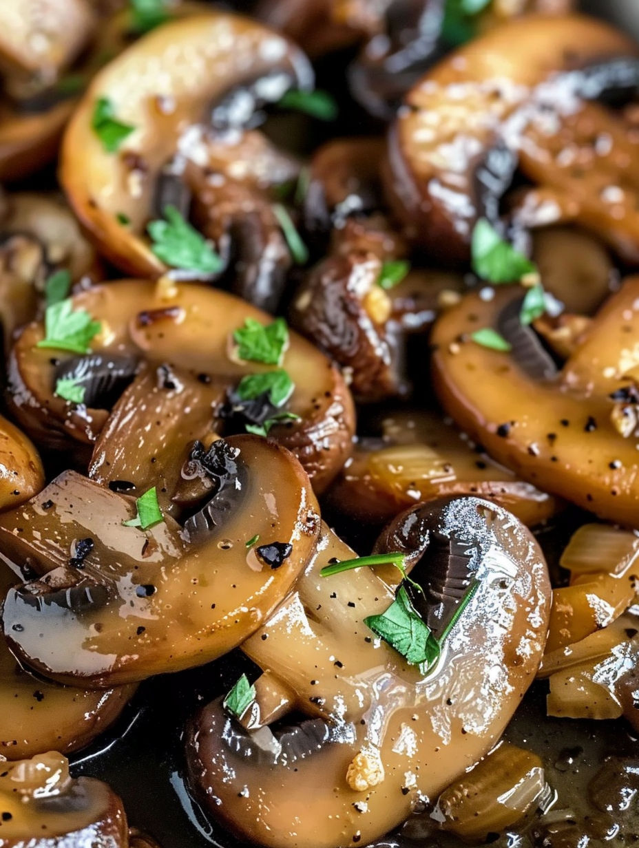 A close up of mushrooms with a Texas Roadhouse recipe.