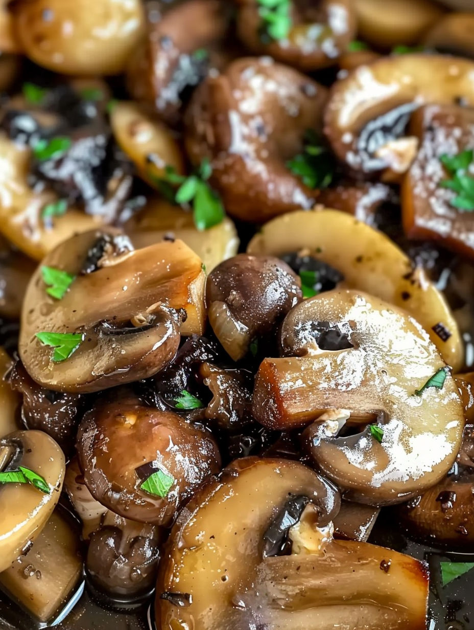 A close up of mushrooms in a Texas Roadhouse Mushroom Recipe.