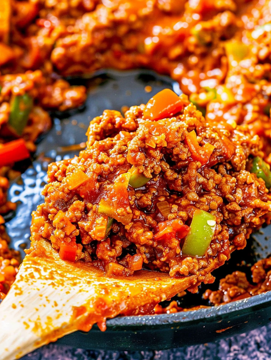 A close up of homemade sloppy joes.