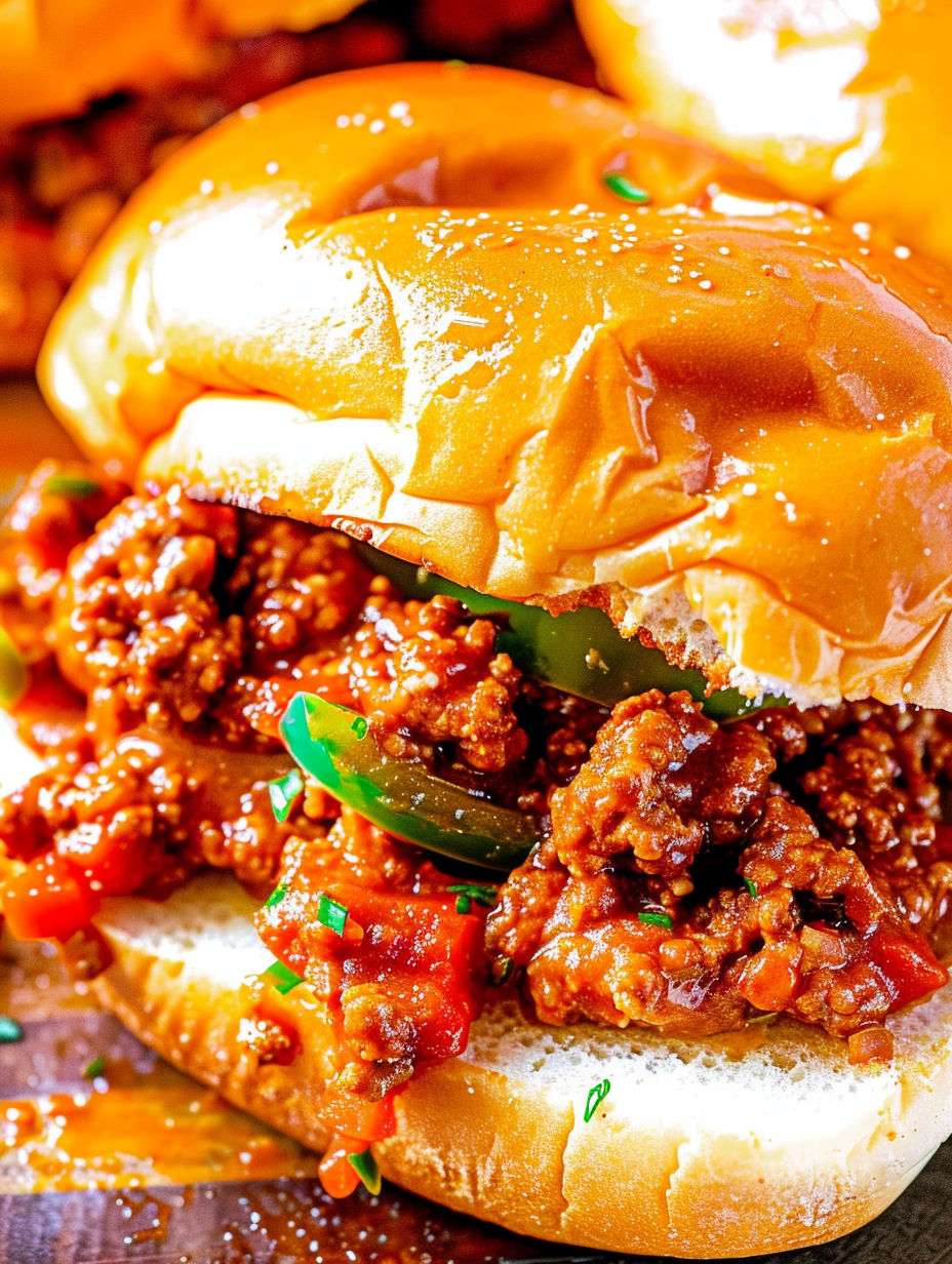 A homemade sloppy joe sandwich.