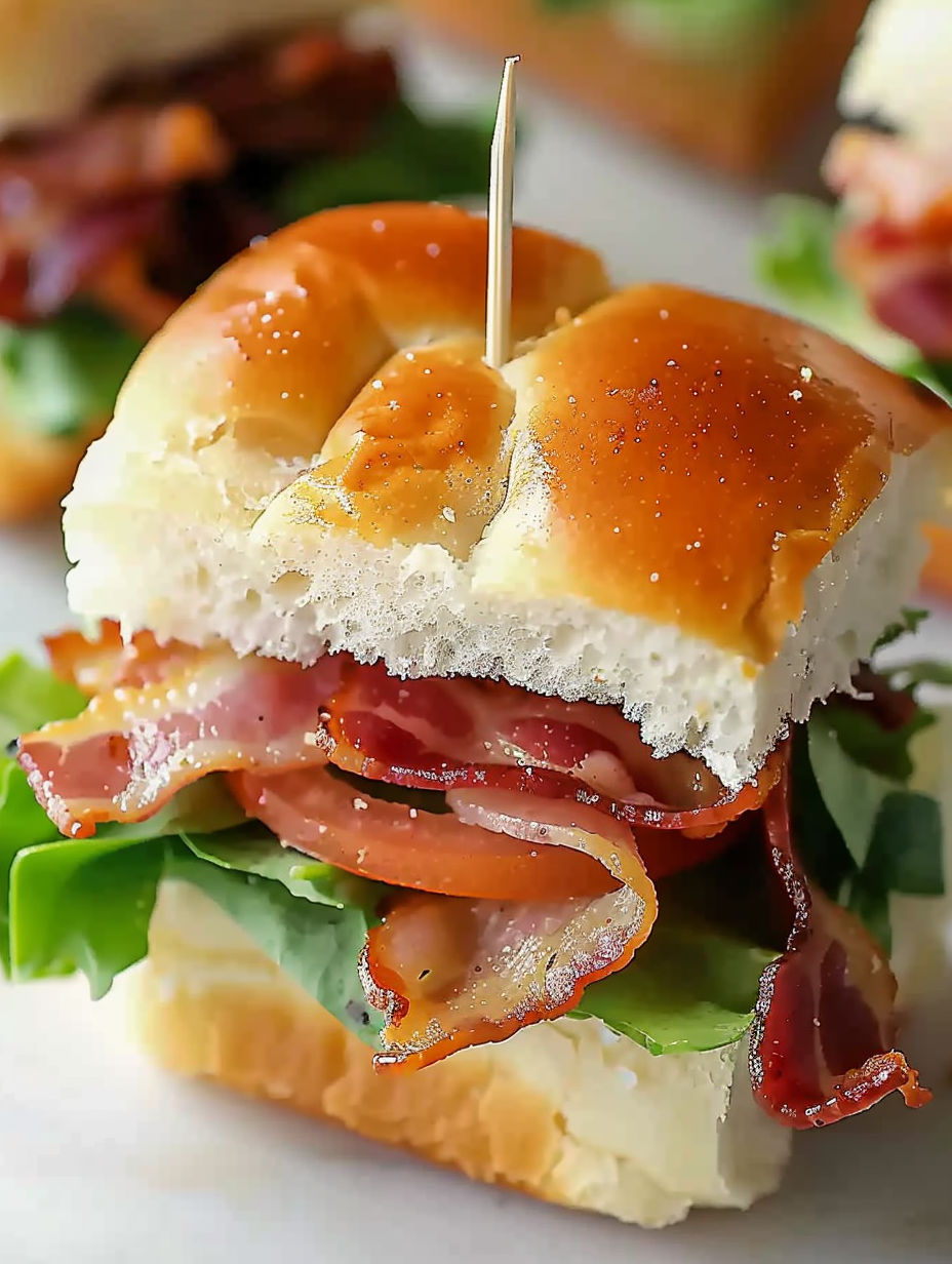 A close up of a BLT sandwich with bacon and lettuce.