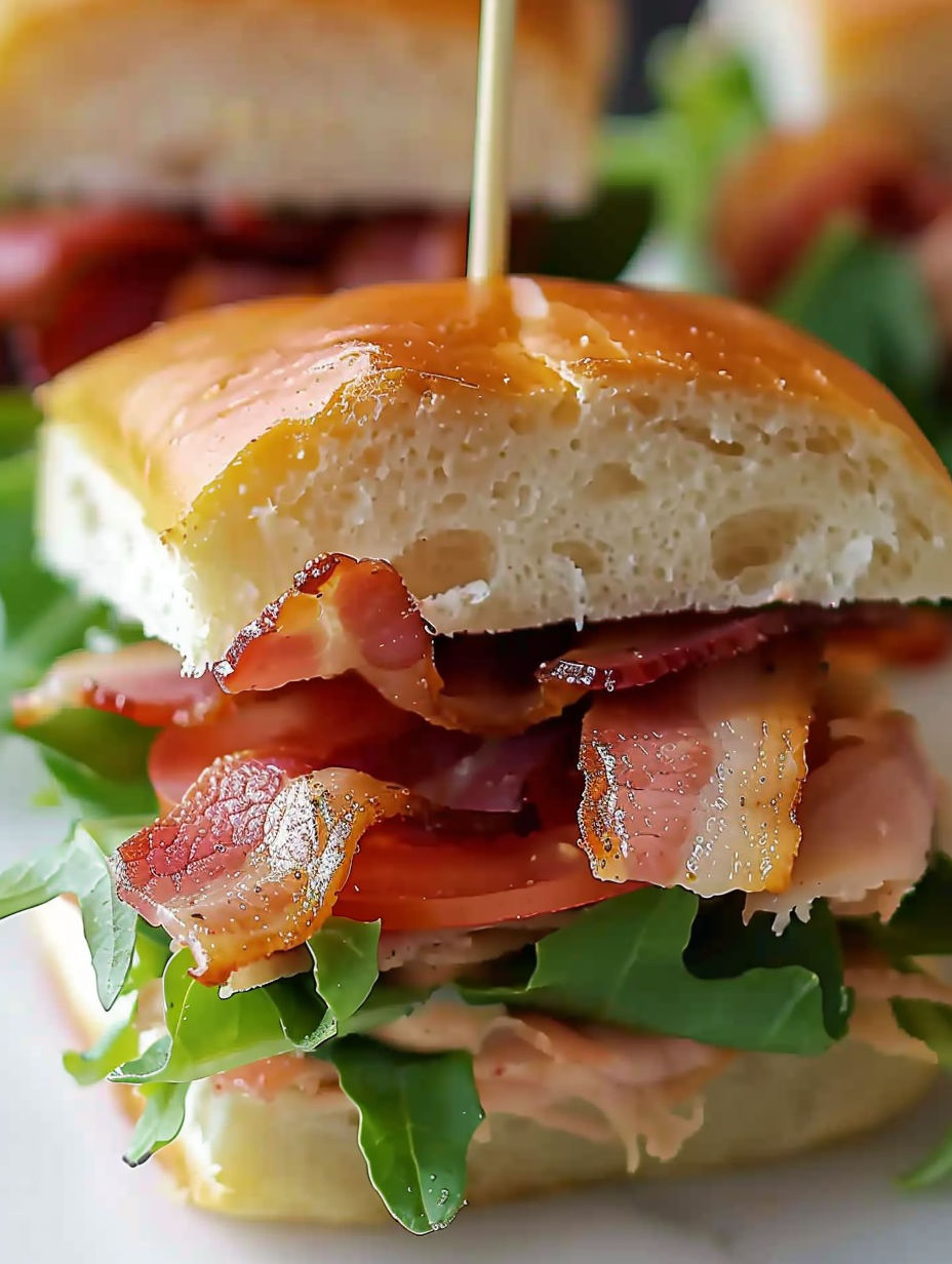 A BLT sandwich with bacon and lettuce.