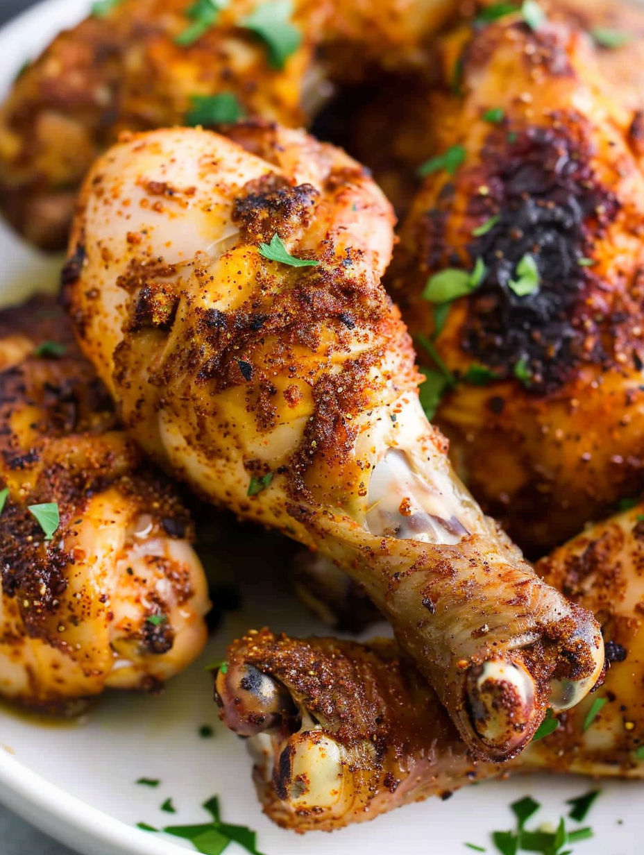 Crispy air fryer chicken legs in 25 minutes.
