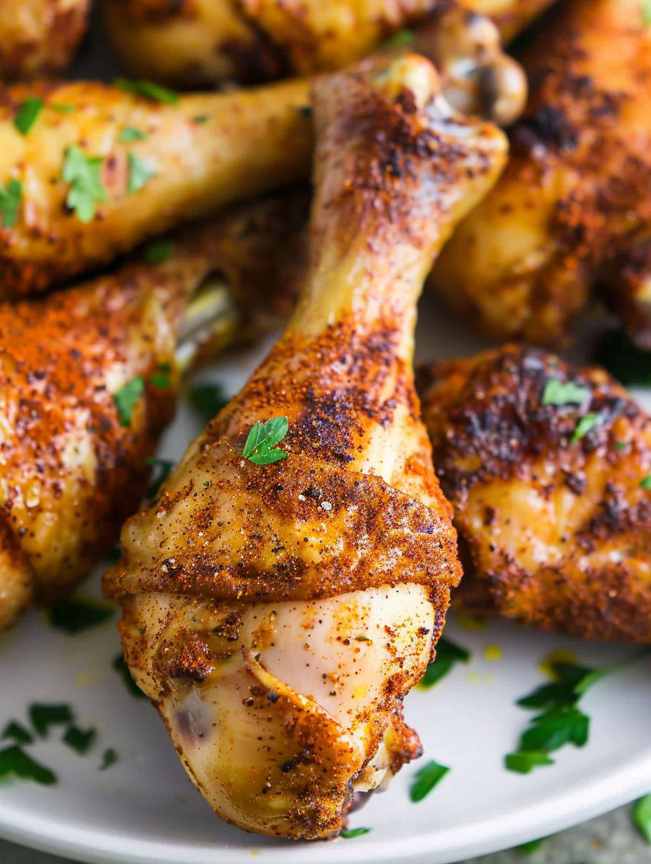 Crispy air fryer chicken legs in 25 minutes.