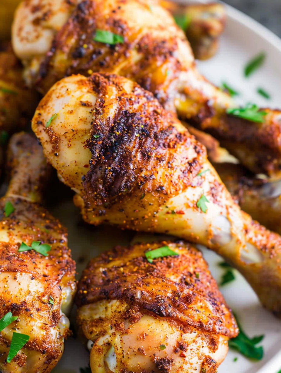 Crispy air fryer chicken legs in 25 minutes.