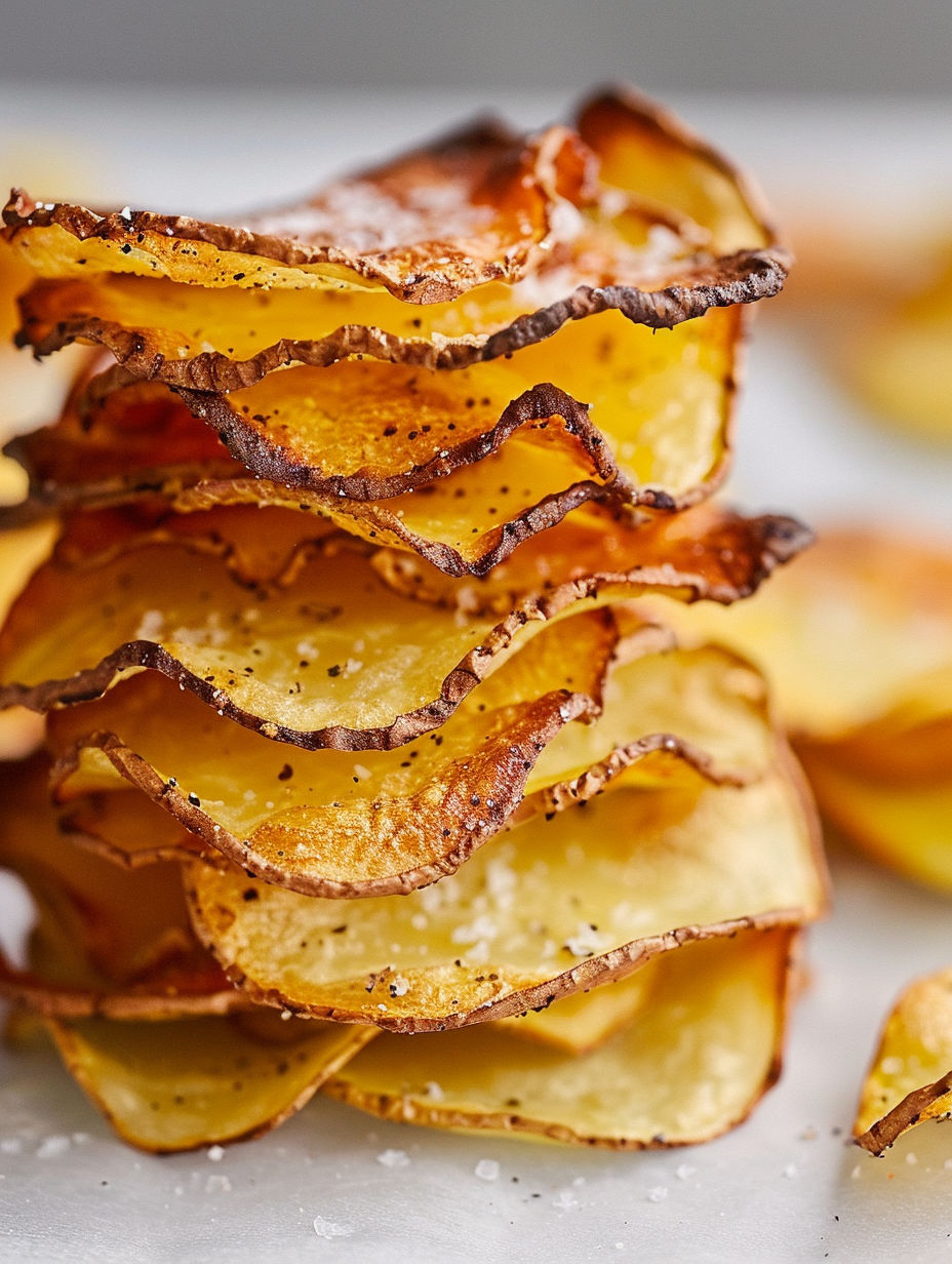 Homemade baked potato chips.