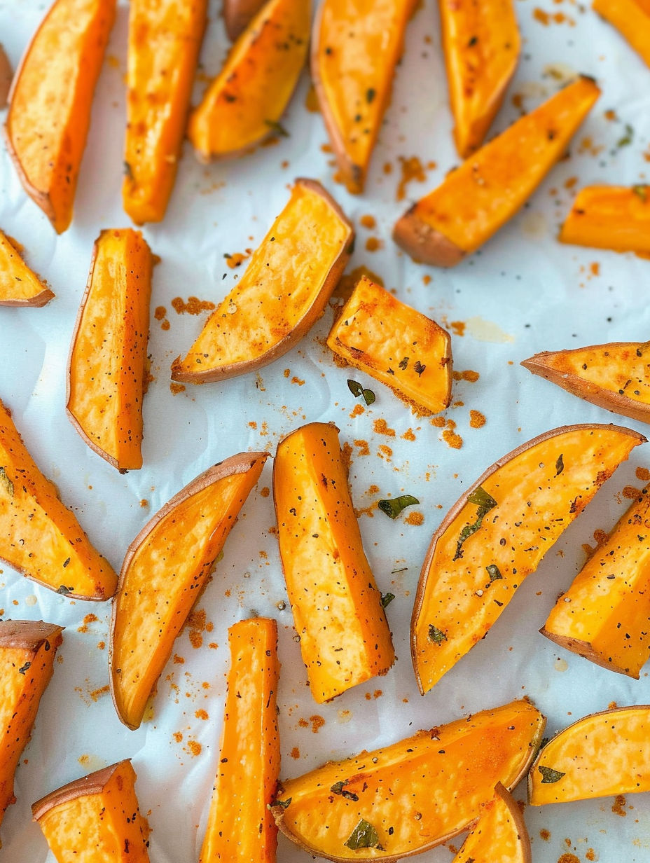 Sweet potato wedges with spicy honey mustard dip.