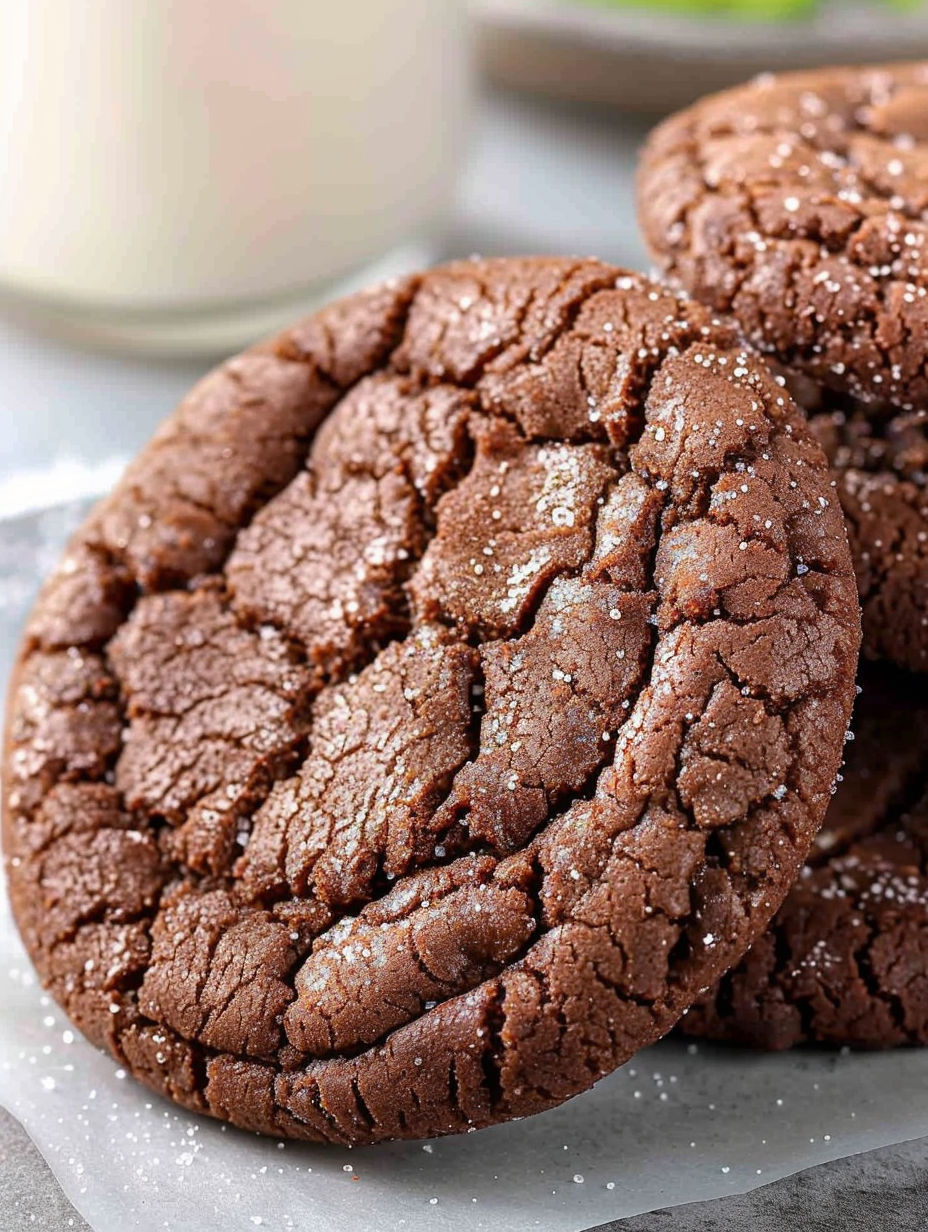 Chocolate sugar cookies with white icing.