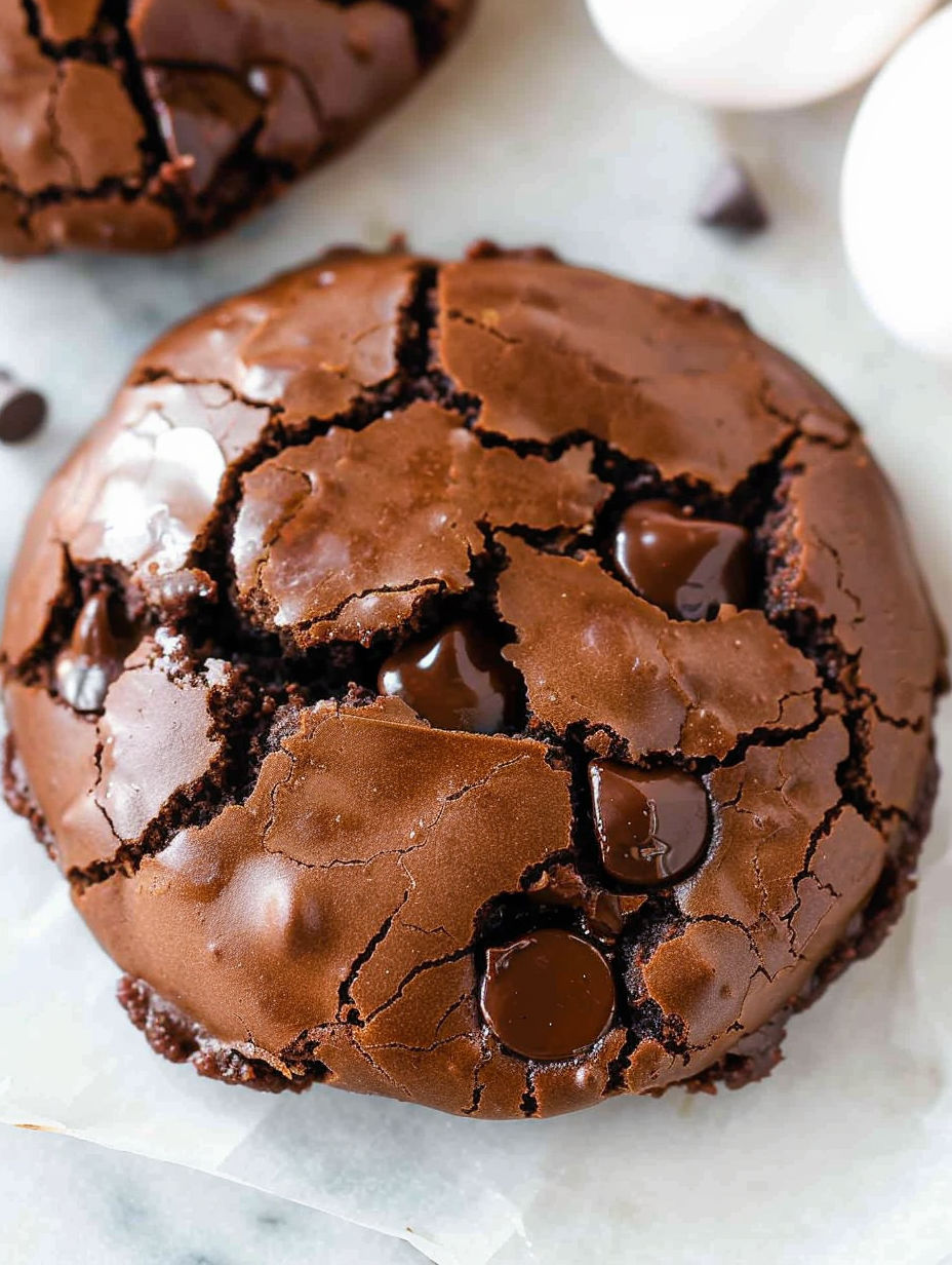 A small batch flourless chocolate cookie with a bite taken out of it.
