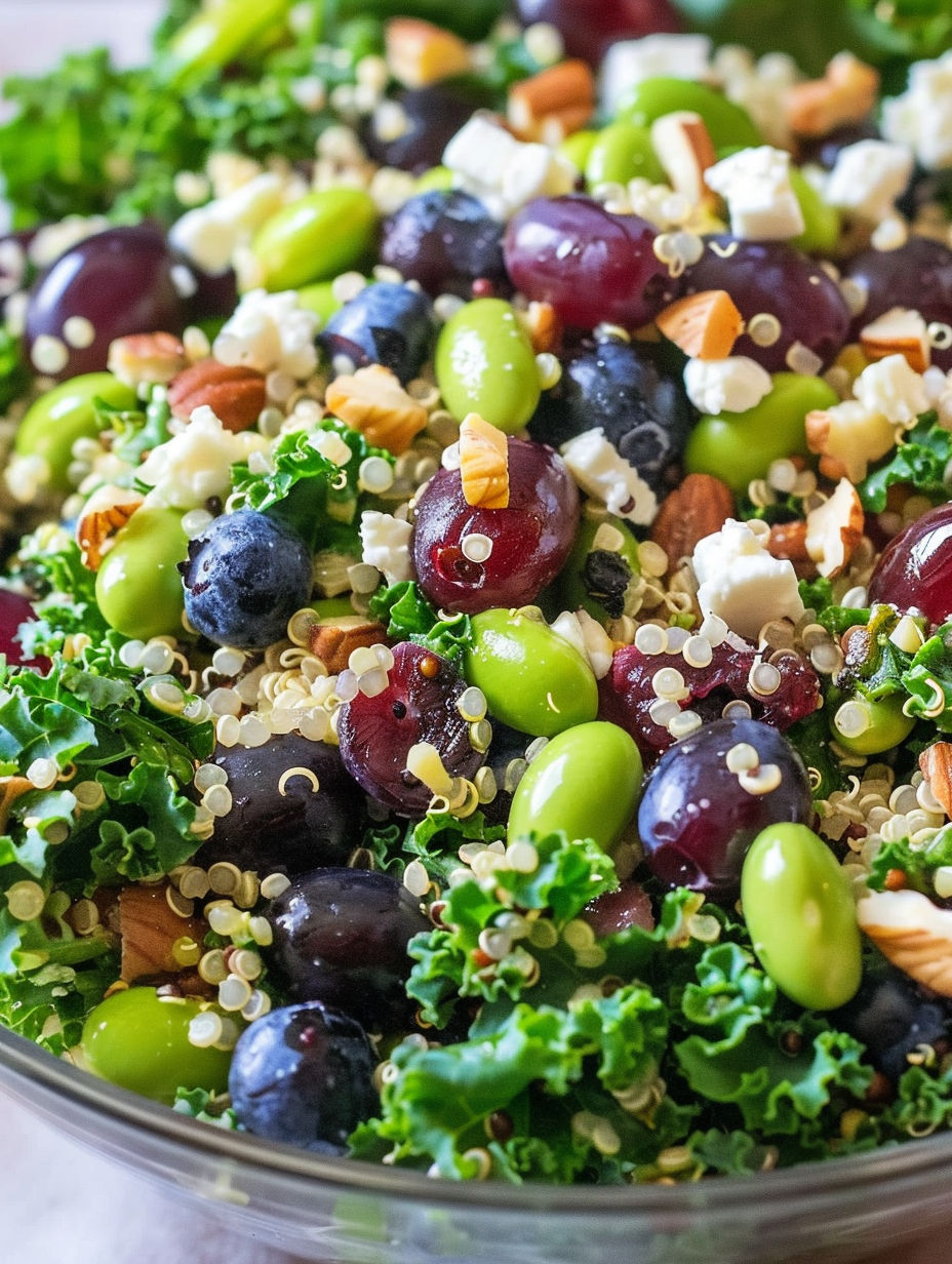 A bowl of a salad with twelve different superfoods.