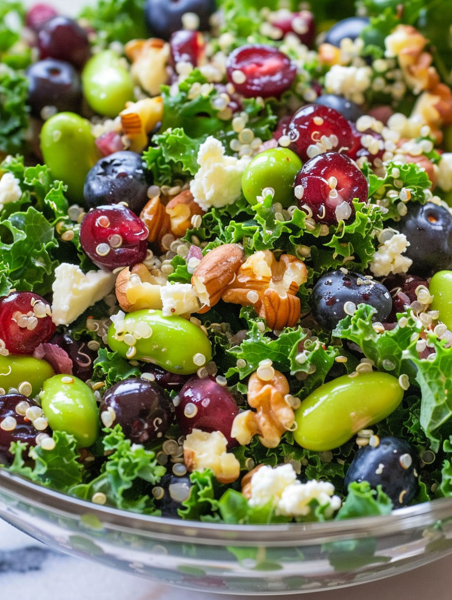 A bowl of salad with twelve different superfoods.