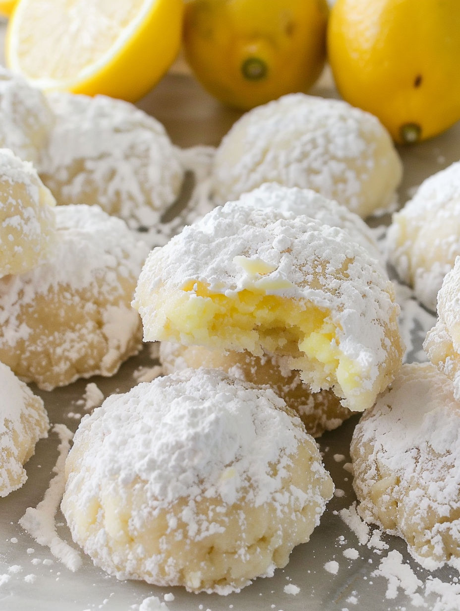 A plate of cookies with a lemon on top.