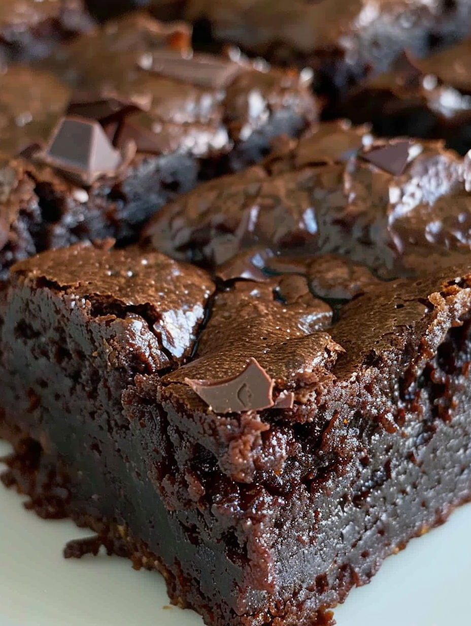 A close up of a delicious chocolate brownie.
